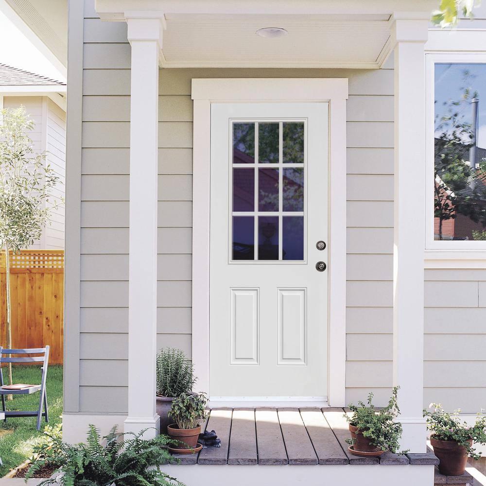 MMI DOOR 30 in. x 80 in. Left-Hand Inswing 9-Lite Clear Classic