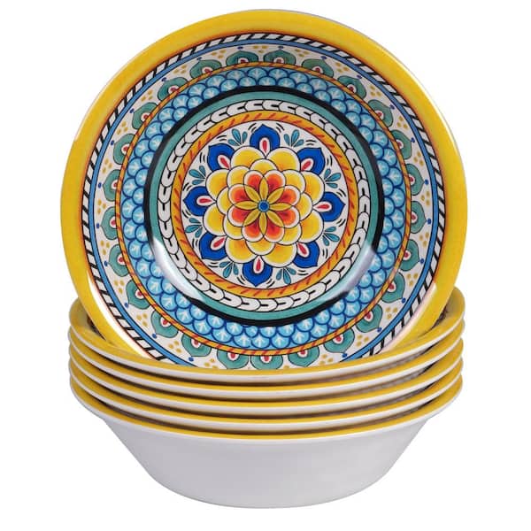 Certified International Portofino 6-Piece Seasonal Multicolored Melamine 7.5 in. diameter x 2 in. high 22 oz. Bowl Set (Service for 6)