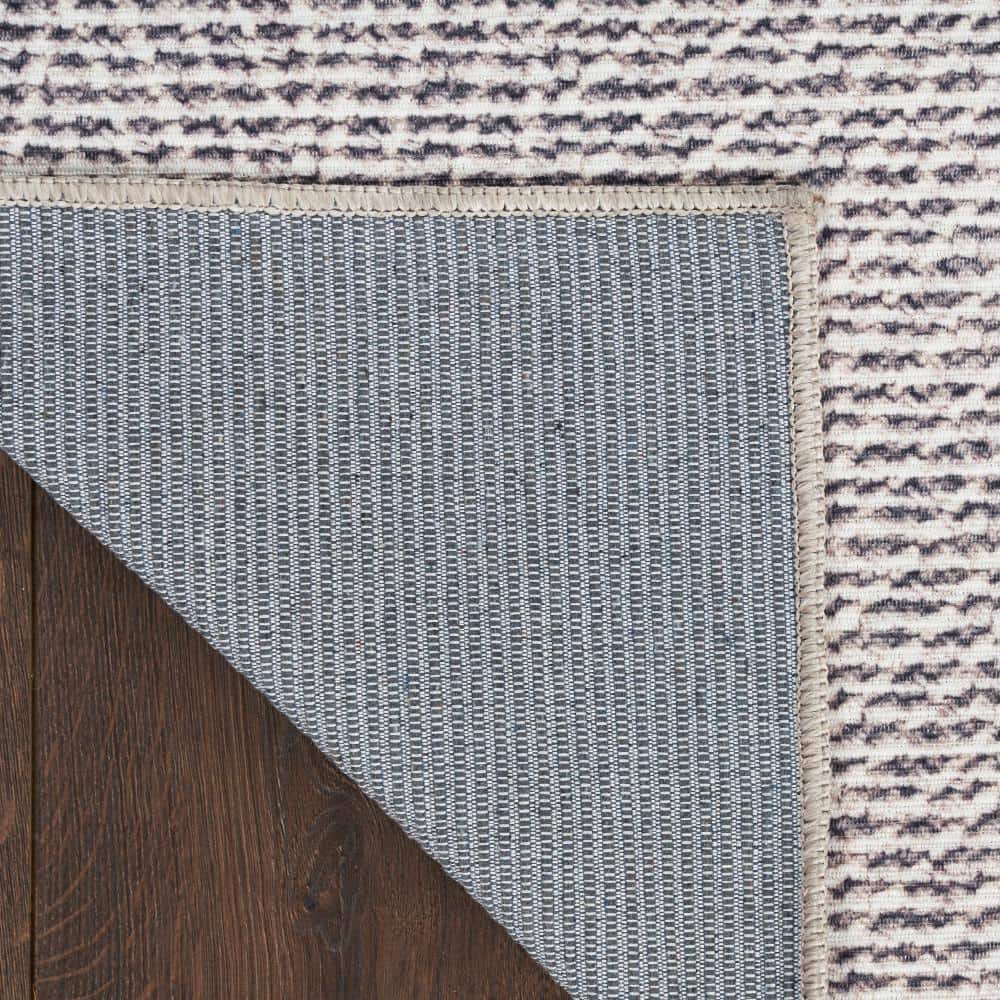 Gray Geometric Flat Woven Cotton Synthetic 5' x 7' Rug