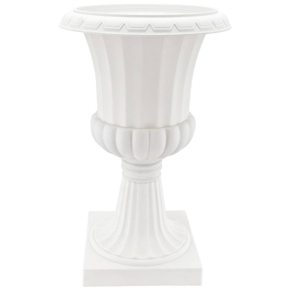 Deluxe Pedestal 10 in. x 17 in. White Plastic Urn