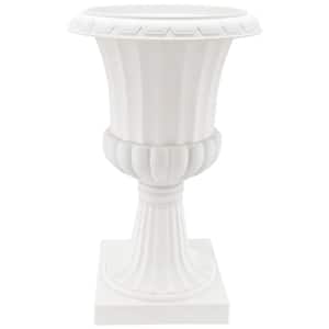 Deluxe Pedestal 10 in. x 17 in. White Plastic Urn