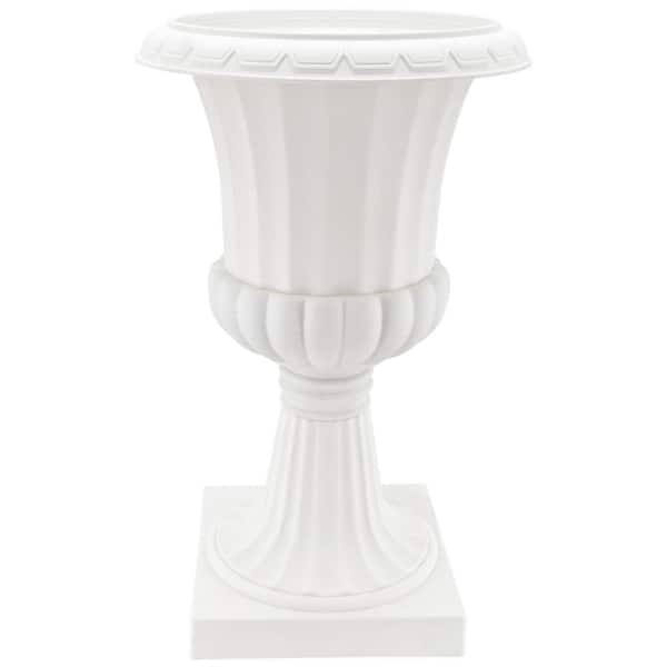 Arcadia Garden Products Deluxe Pedestal 16 in. x 27 in. White Plastic Urn