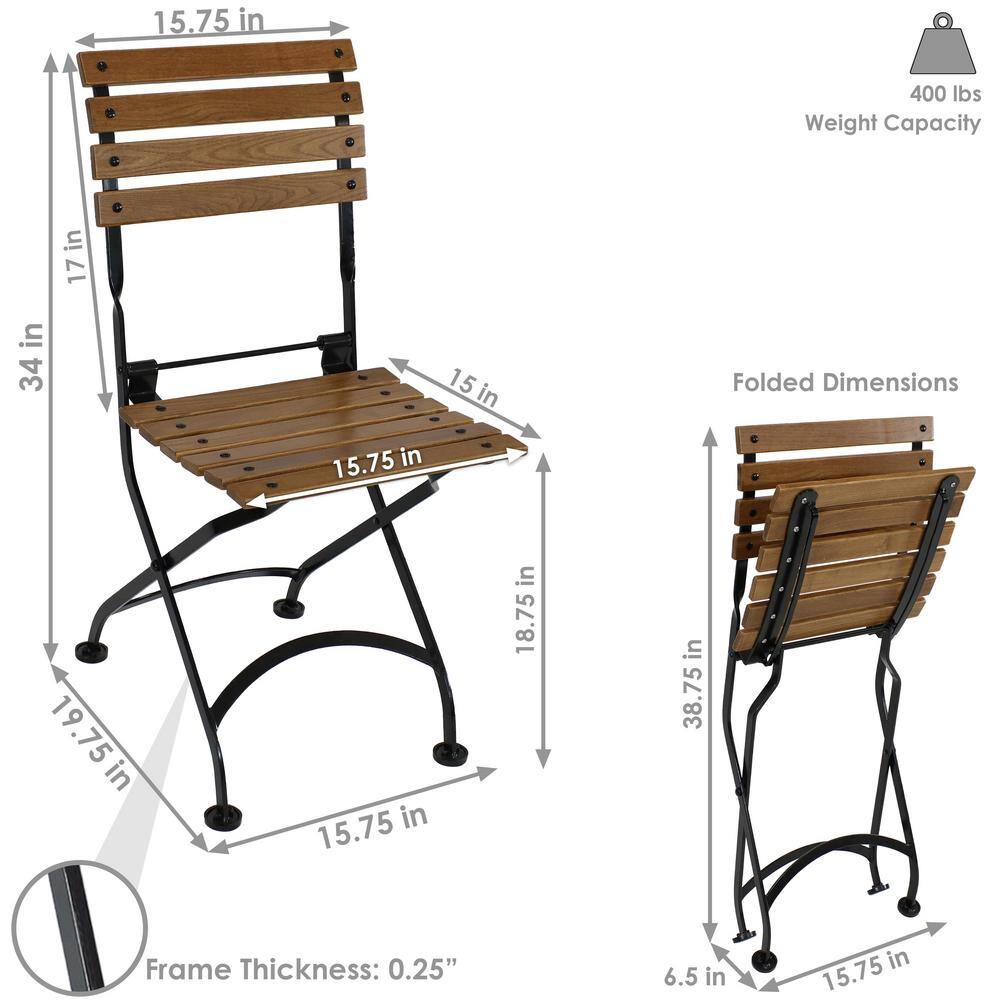 Chestnut Brown Folding Bistro Dining Chairs with Steel Frame - Set of 2
