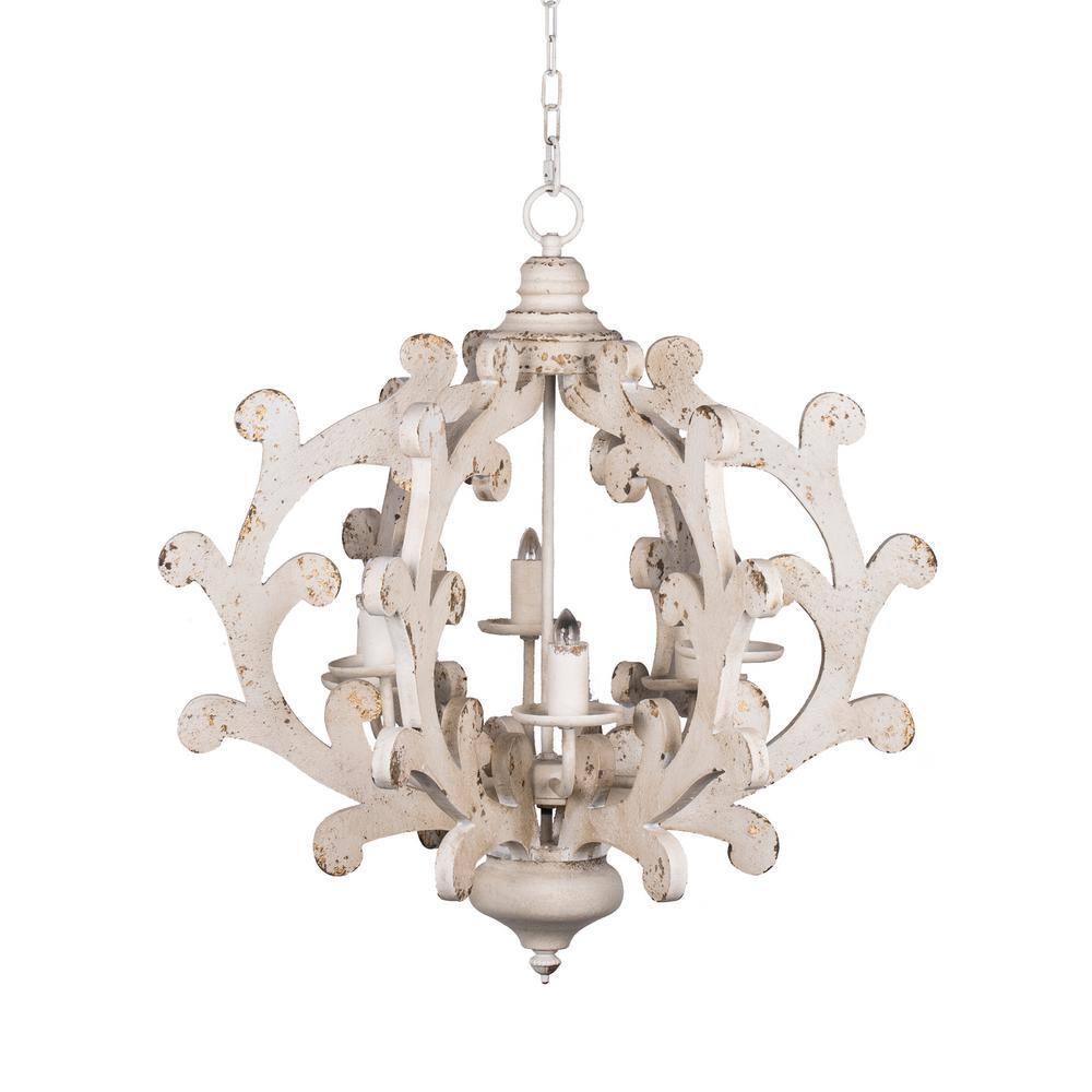 60-Watt 6-Light White Wood Chandelier Hanging Light Fixture for Dining Living Room No Blub E12 price history on PriceWatchPro