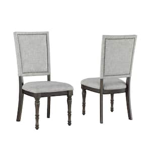 Linnett Grey Brown Polyester Back Chair (Set of 2)