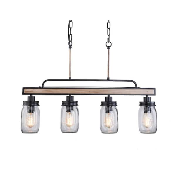 Simpol Home 4-Light Chandeliers Kitchen Light Fixture, Farmhouse Chandelier with Seeded Glass Shade