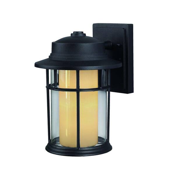 CANARM Charlotte 1-Light Black Outdoor Wall Lantern Sconce with Clear/Flat Opal Glass