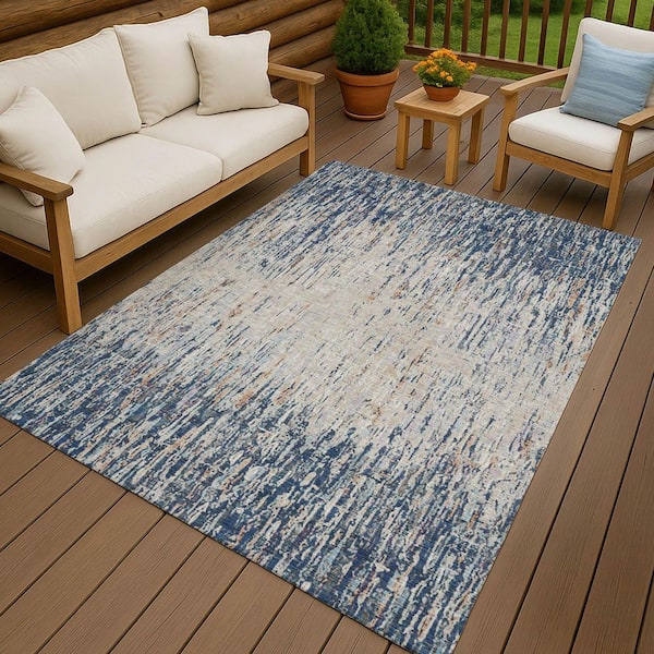 Chantille Machine Washable Indoor/Outdoor Abstract ACN2439 Navy 3 ft. x 4 ft. Area Rug