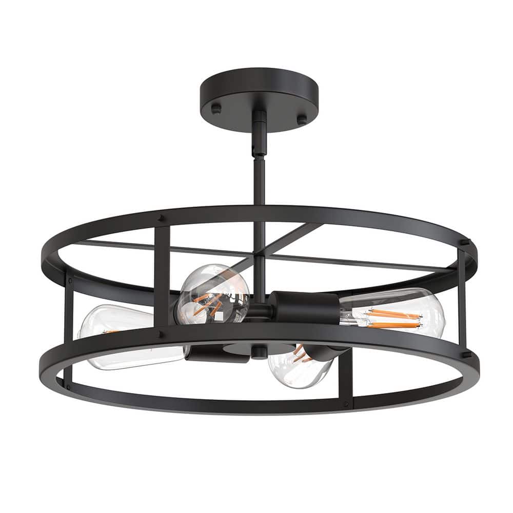 17 in. 4-Light Black Rustic Farmhouse Flush Mount Ceiling Light Drum Fixture for Bedrooms, Hallways, or Kitchens price history on PriceWatchPro