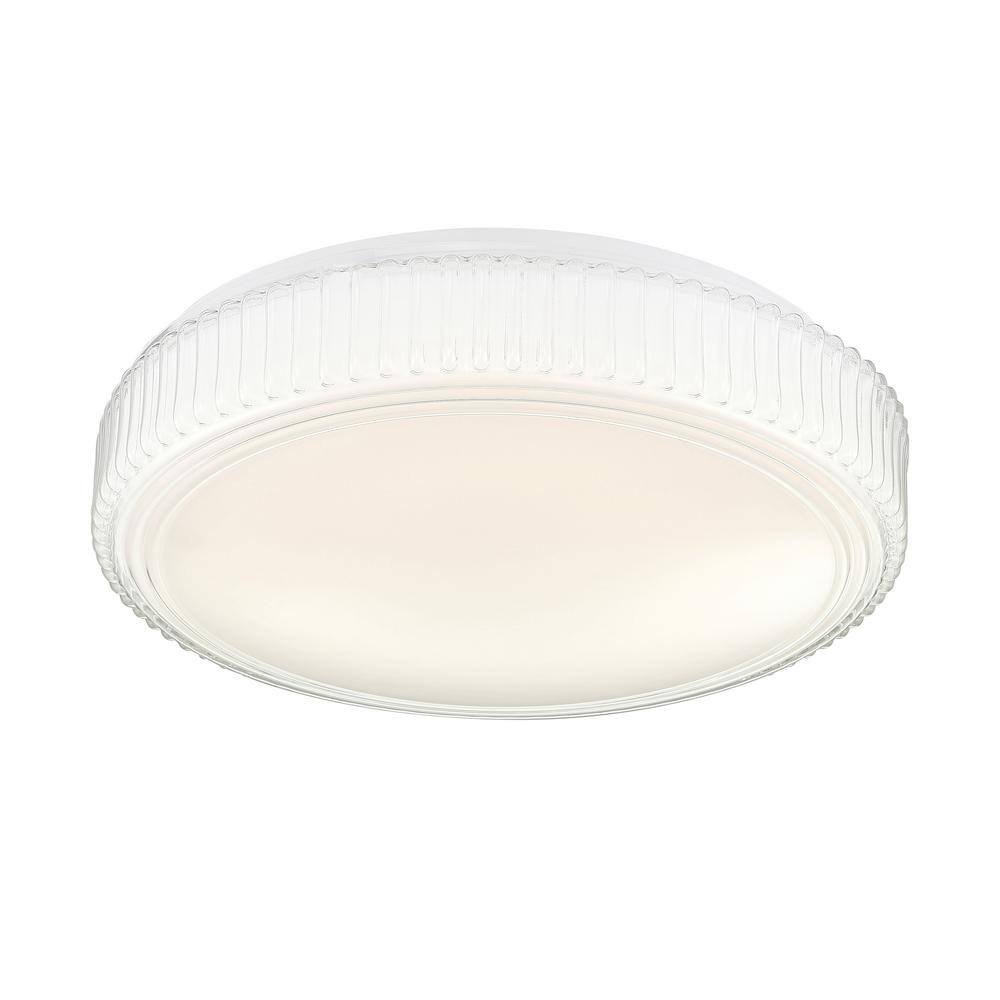14" White Steel LED Smart Flushmount Ceiling Light