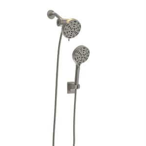 8-Spray 4.7 in. Dual Shower Head and Handheld Shower Head,1.8 GPM with Wall Mount Fixed Shower Head in Brushed Nickel