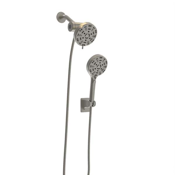Fapully 8-Spray 4.7 in. Dual Shower Head and Handheld Shower Head,1.8 GPM with Wall Mount Fixed Shower Head in Brushed Nickel
