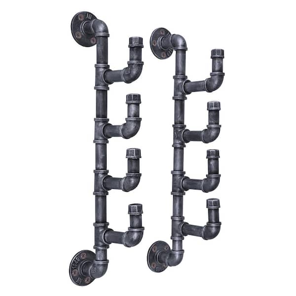 Armen Living Fleur 4-Bottle Industrial Grey Wine Rack