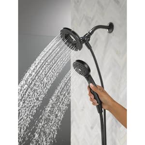 In2ition 4-Spray Patterns 6 in. Dual Wall Mount Fixed and Handheld Shower Head 1.75 GPM in Matte Black
