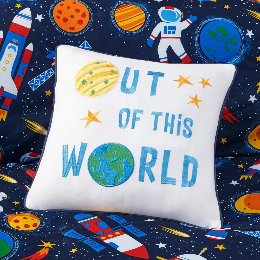 Navy Microfiber Outer Space Full Comforter Set