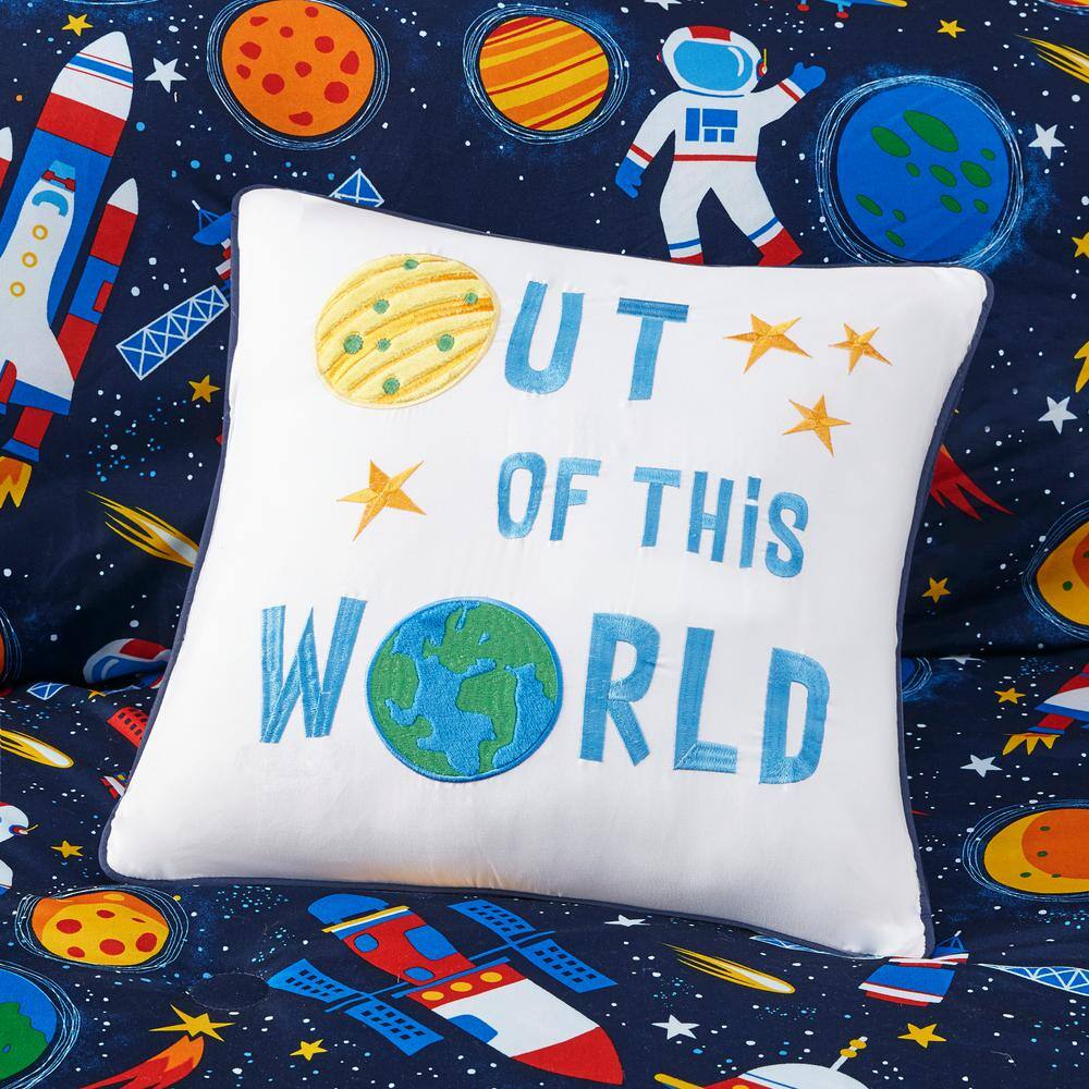 Navy Microfiber Outer Space Full Comforter Set