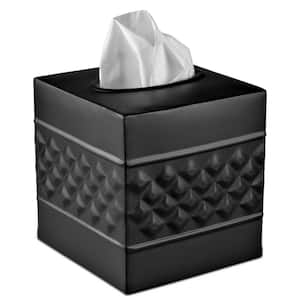 Faux Leather Fabric Tissue Box Cover in Silver with Zip Fastening Stylish Décor