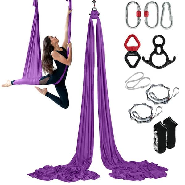 VEVOR Aerial Silk and Yoga Swing 8.7 Yards Aerial Yoga Hammock Kit with ...