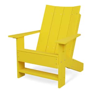 Contemporary Lemon Yellow Plastic Outdoor Adirondack Chair