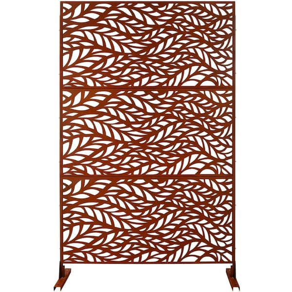 76" H x 48" W Rust Red Steel Privacy Fence Screen for Garden
