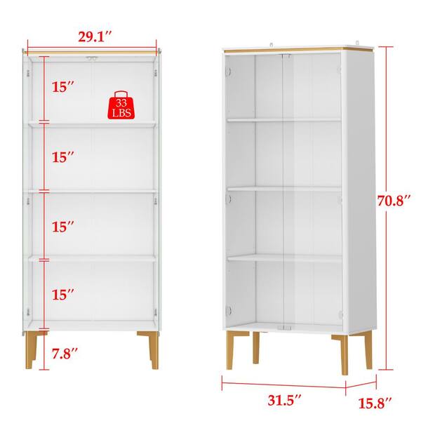 ふふ FUFU&GAGA White Wood 31.5 in. W Display Cabinet China