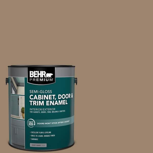 BEHR PREMIUM 1 gal. #MQ2-48 Sturdy Brown Semi-Gloss Enamel Interior/Exterior Cabinet, Door & Trim Paint