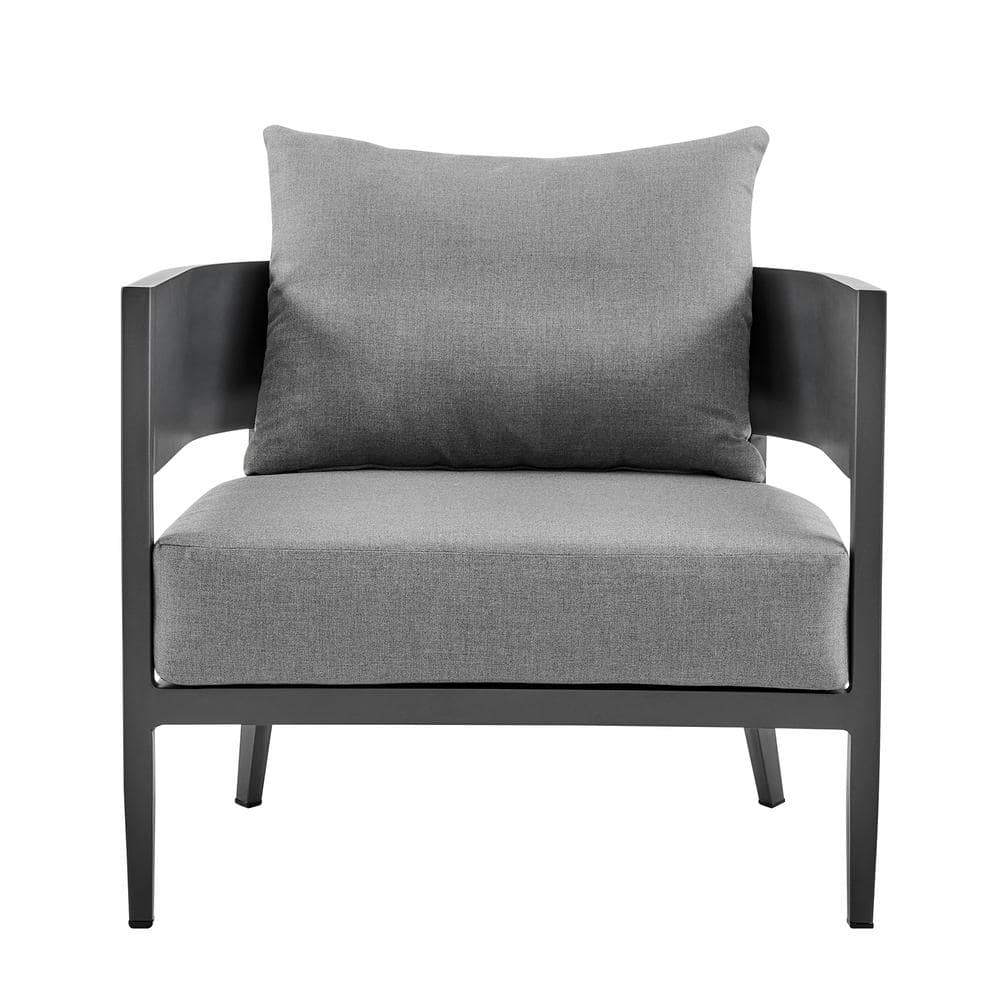 Menorca Dark Gray Aluminum Outdoor Lounge Chair with Cushions