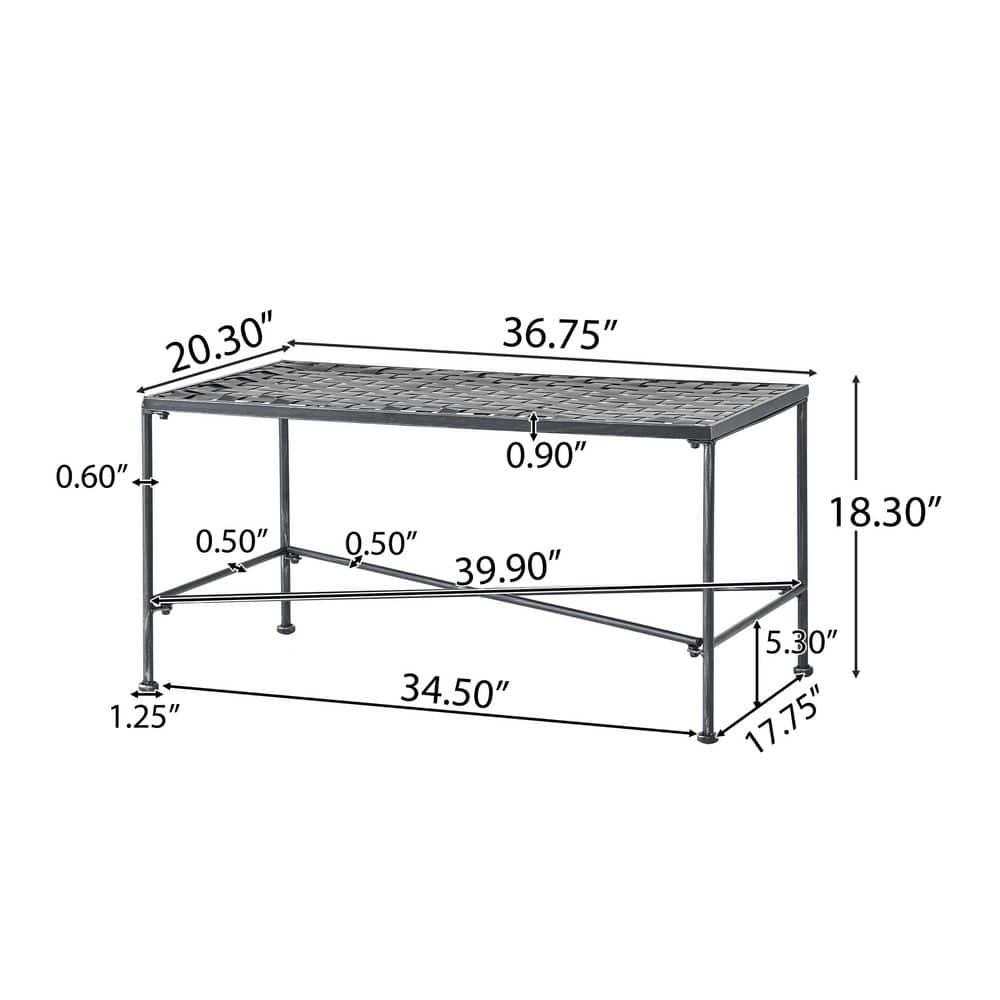 Petra Black Iron Outdoor Patio Coffee Table