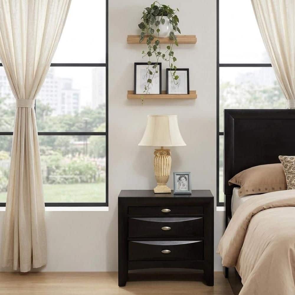 Mackenzie Black 3 Drawers 25.5 in. W Nightstand price history on PriceWatchPro