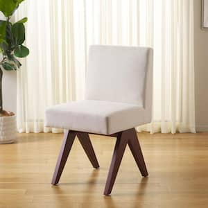 Oliviadella Bone/Walnut 14.17 in. Wood Dining Chair