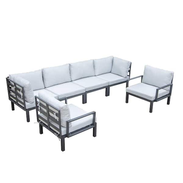 Leisuremod Hamilton 7 Piece Aluminum Modular Outdoor Patio