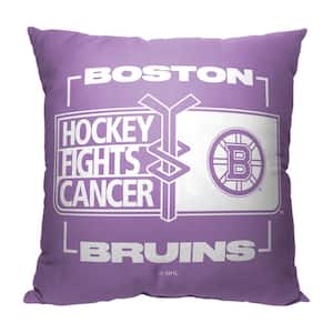 NHL Help Fight Cancer Fight For Bruins Printed Throw Pillow