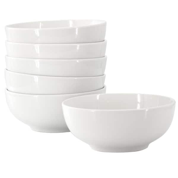 OUR TABLE Simply White 6-Piece 16 oz. 6 in. Round Porcelain Cereal Bowl Set in White