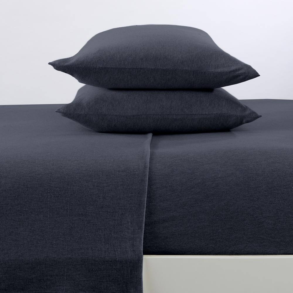 FRESHFOLDS 4Piece Navy Cotton Jersey Queen Knit Deep Pocket Sheet Set