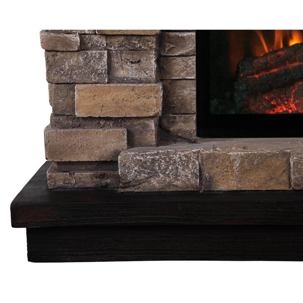 Festivo 36" Tan Faux Stone Freestanding Electric Fireplace