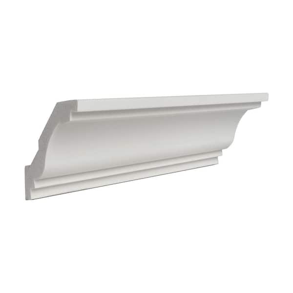 American Pro Decor 2-1/2 in. x 2-1/2 in. x 6 in. Long Recycled Polystyrene Plain Crown Moulding Sample