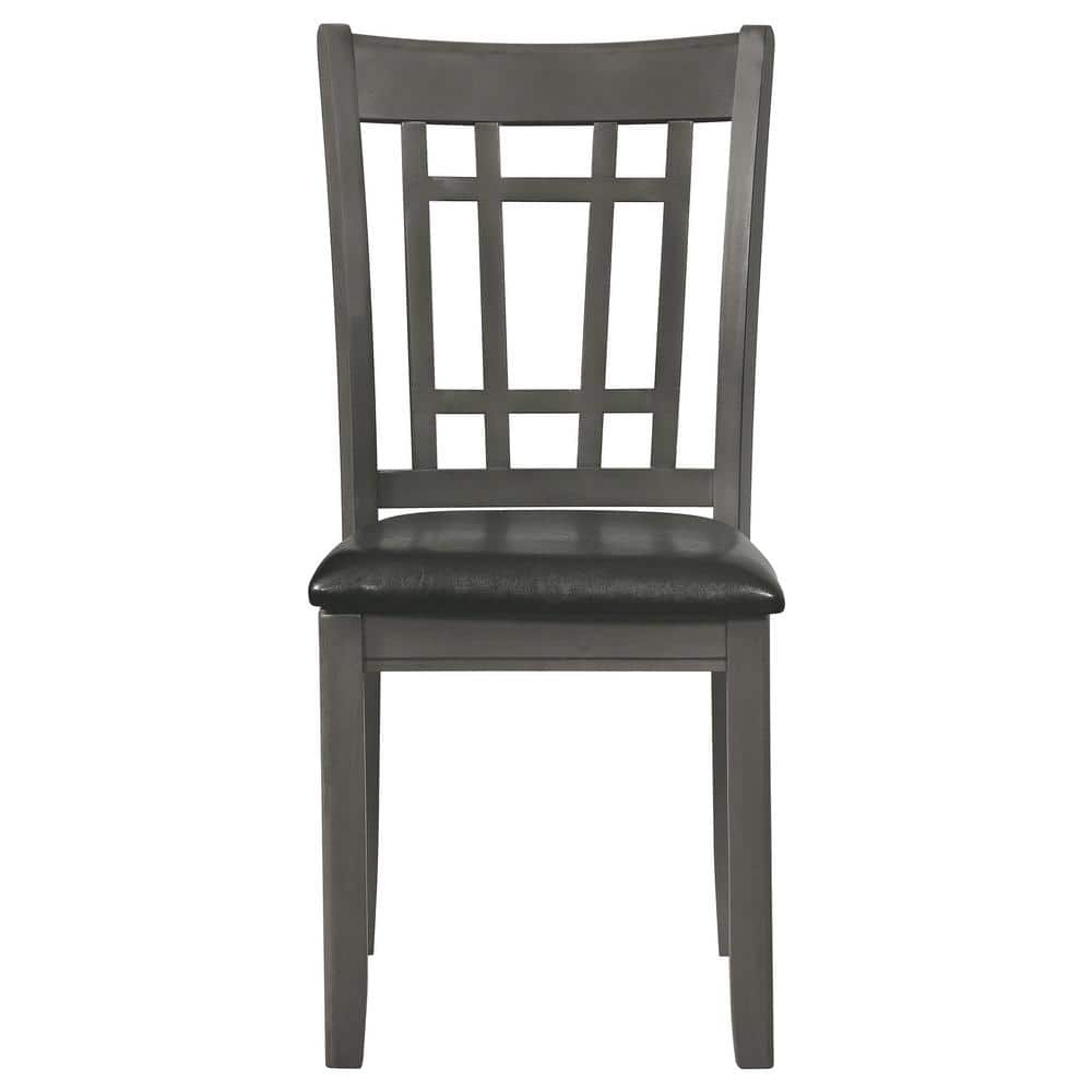 Black Faux Leather Upholstered Side Chair with Gray Wood Frame