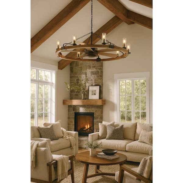 Sawyer 52.0 in. LED Smart Indoor/Outdoor Matte Black Fandelier with 44.0 in. Ceiling Fan and Remote Control