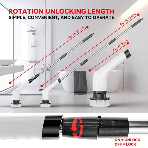 12 in 1 Electric Spin Scrubber Cordless Cleaning Brush with Extendable Handle for Floor Cleaner, Bathtub, Sweeper