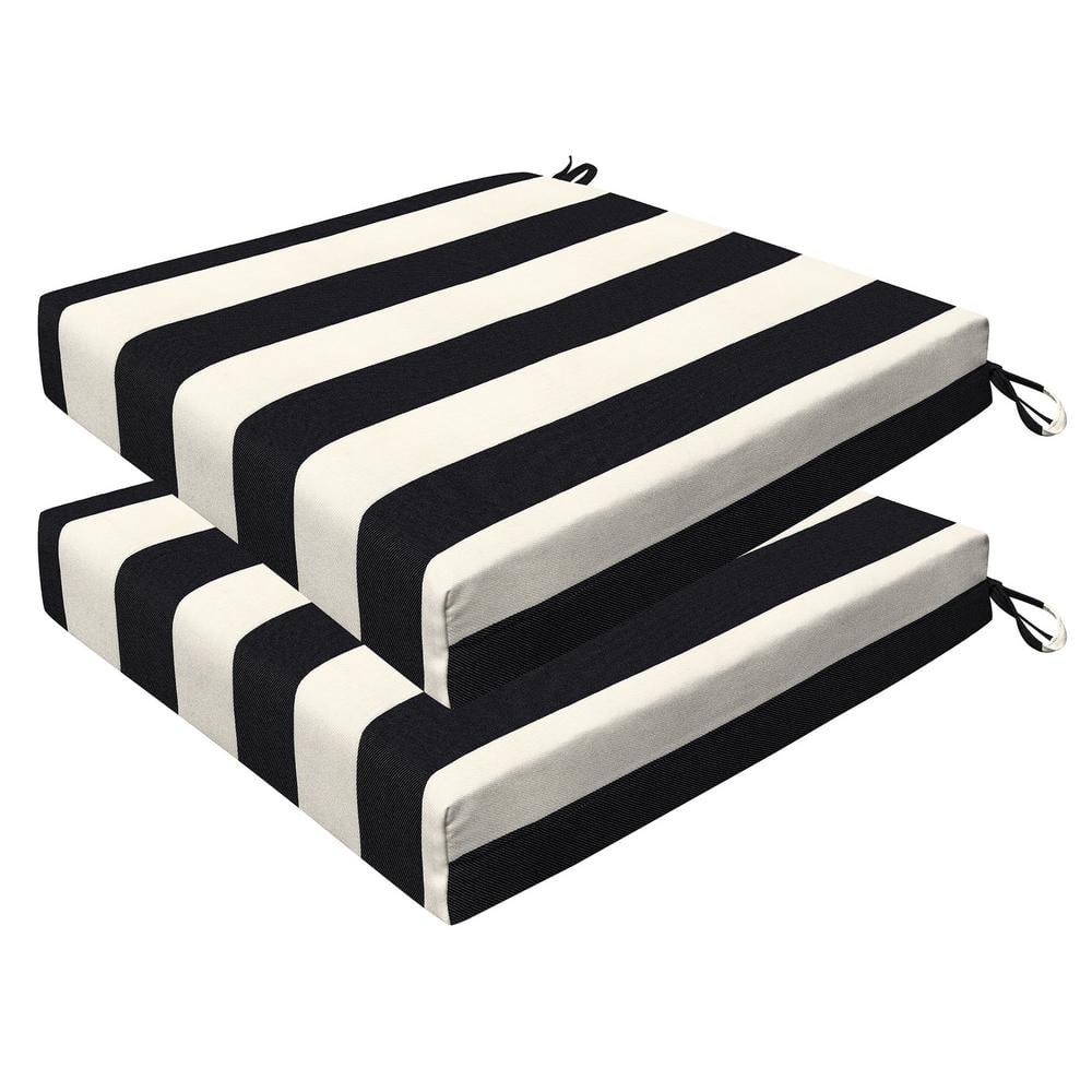 Outdoor 20 in. Square Premium Dining Seat Cushion Cabana Stripe Black and Ivory (Set of 2) price history on PriceWatchPro