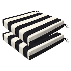 Outdoor 20 in. Square Premium Dining Seat Cushion Cabana Stripe Black and Ivory (Set of 2)