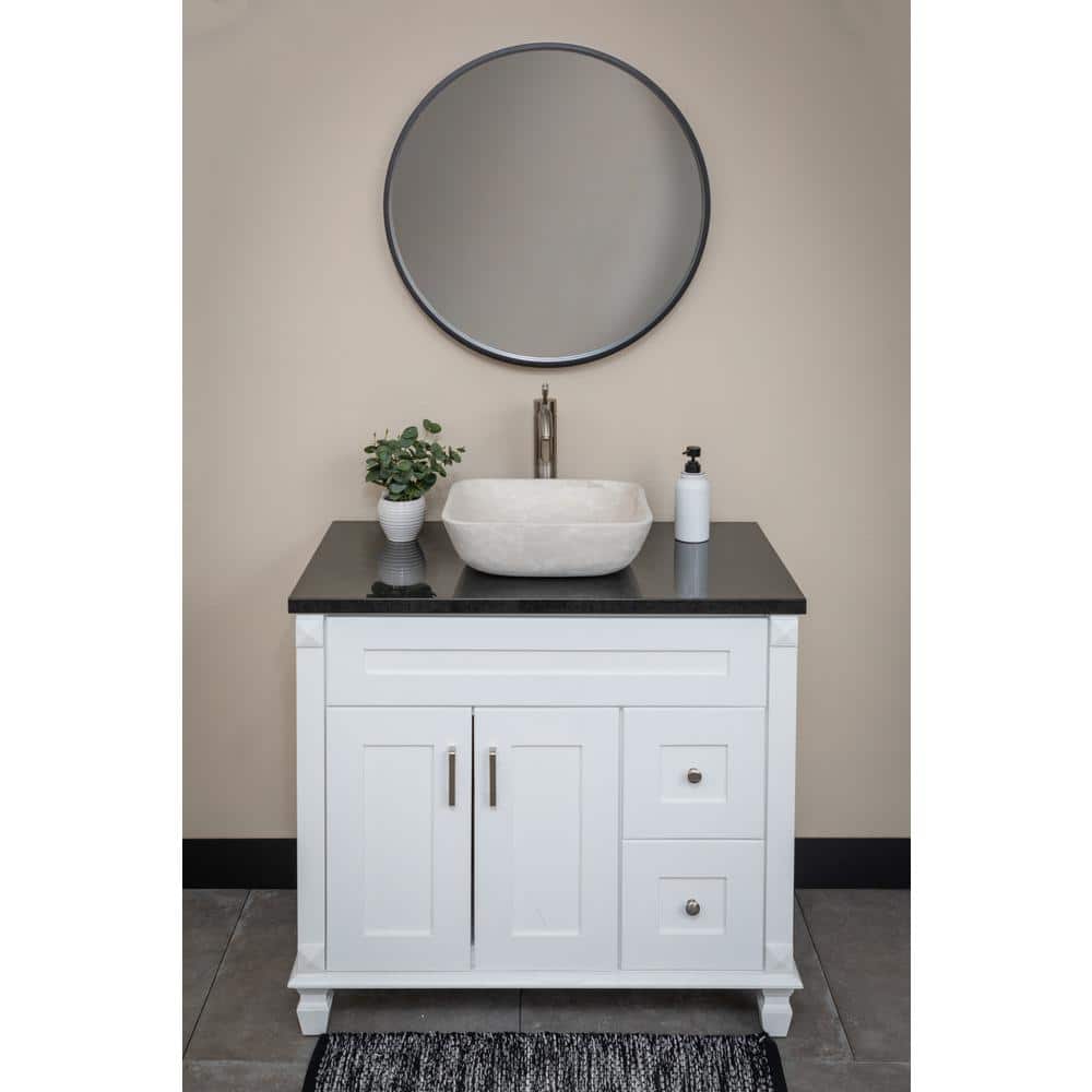Creamy White Marble Square Bathroom Vessel Sink
