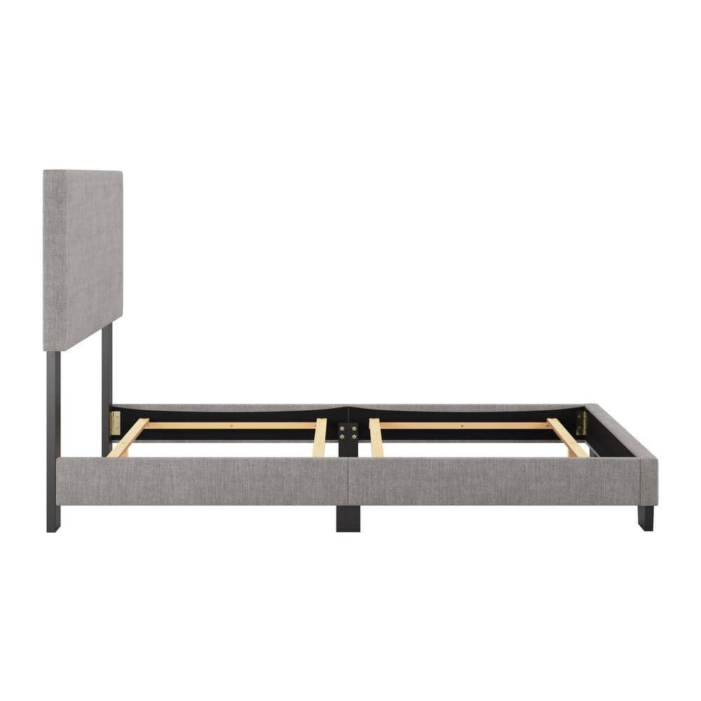 Celeste Gray Upholstered Twin Bed with Headboard and Drawer