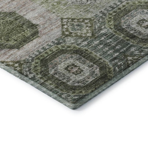 Mayfield Premium Machine Washable Abstract AMF1926 Olive 10 ft. x 14 ft. Area Rug
