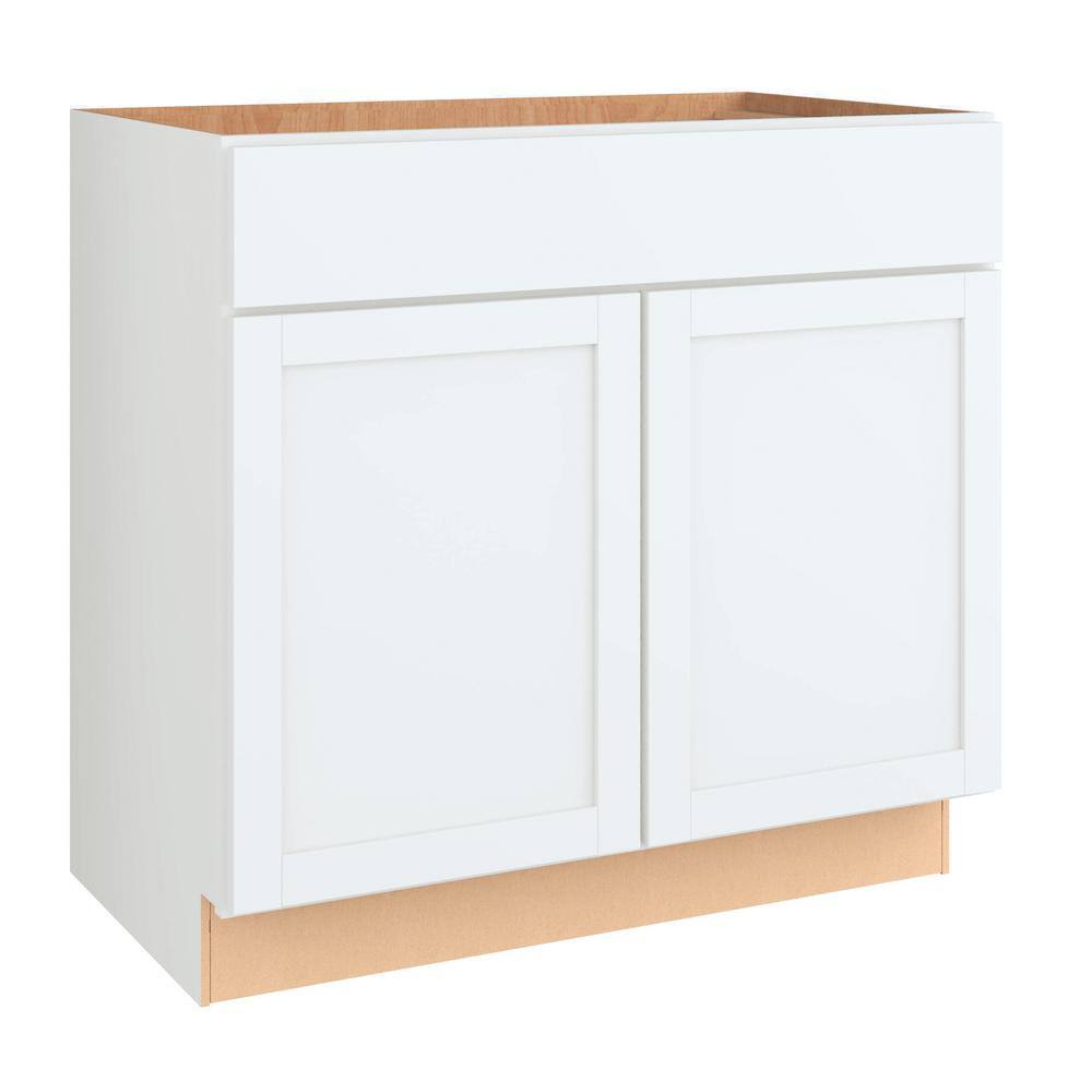 Courtland 36 in. W x 21 in. D x 34.5 in. H Assembled Shaker Sink Base Bath Cabinet in Polar White -  Hampton Bay, VSB36-CSW