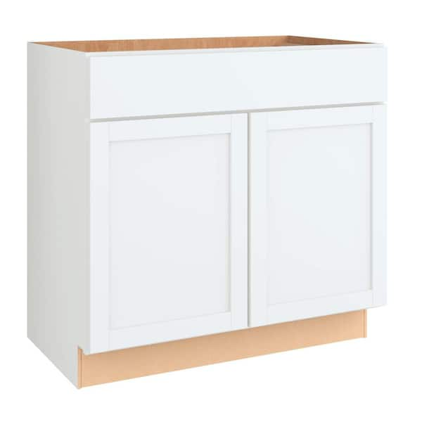 Courtland 36 in. W x 21 in. D x 34.5 in. H Assembled Shaker Sink Base Bath Cabinet in Polar White