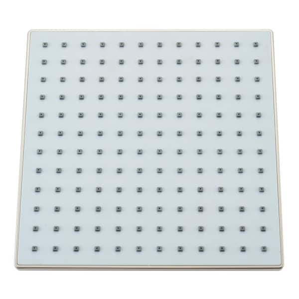 1-Spray Patterns 9 in. Single Wall Mount Square Rain Fixed Shower Head with Self-Cleaning Nozzles in Brushed Nickel