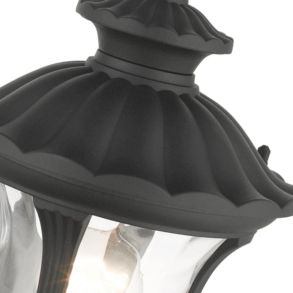 Oxford Textured Black Hand Blown Glass 1-Light Outdoor Pendant