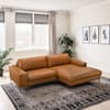 Ashcroft Furniture Co Clyde 98.6 in. Square Arm 2-Piece L-Shaped Faux Leather Mid Century Modern Sectional Sofa in Cognac HMD06006601