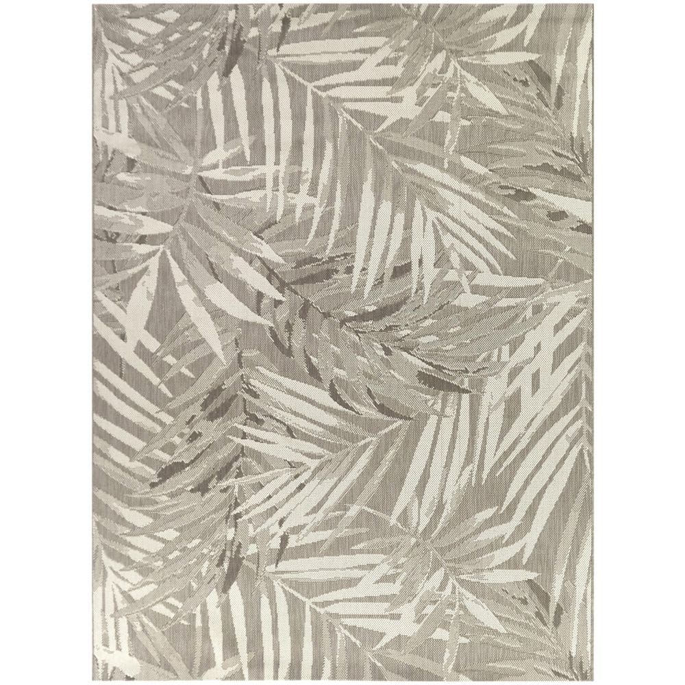 Hampton Bay Beige 8 ft. x 10 ft. Palm Indoor/Outdoor Area Rug 3115976